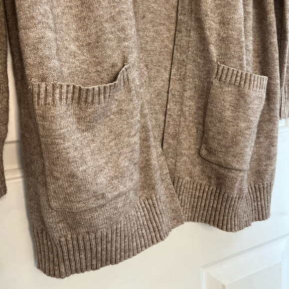 Only Lesly Long Sleeve Open-front Knit Cardigan L Beige Melange - Picture 6 of 13